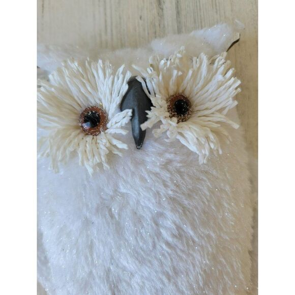 Glitter white owl bird Woodland ornament Xmas decor - Picture 3 of 5